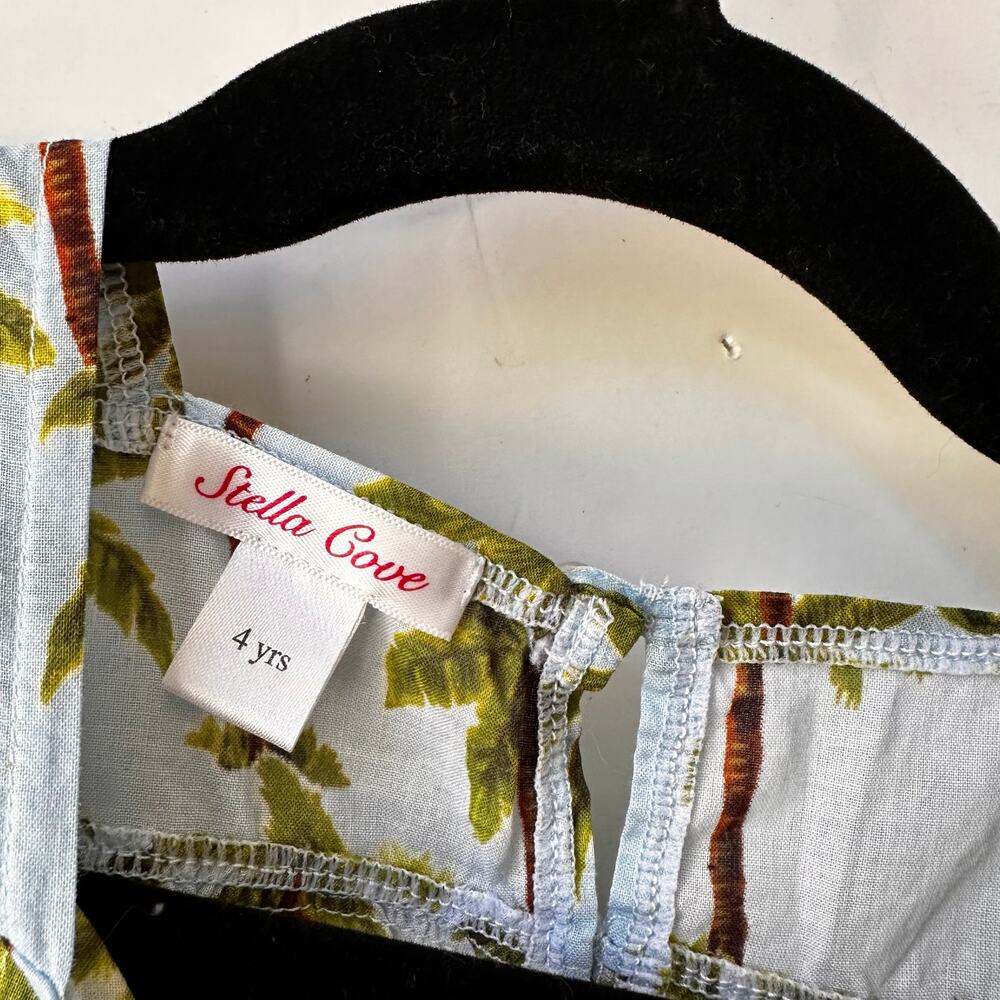 Stella Cove Blue Palm Print Dress - Girls Size 4 - Picture 3 of 4